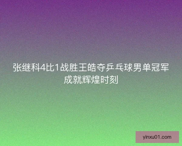 张继科4比1战胜王皓夺乒乓球男单冠军成就辉煌时刻