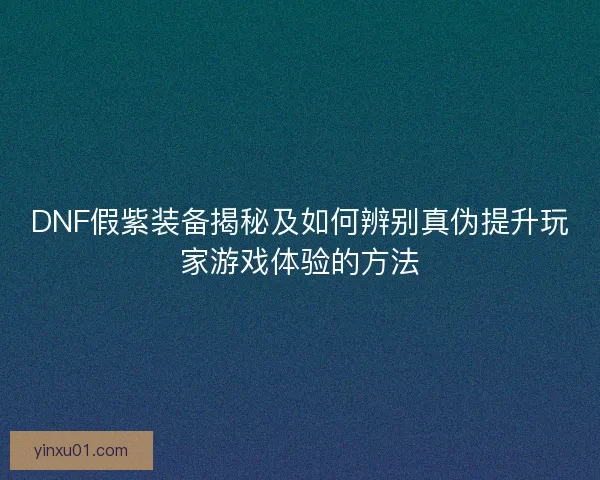 DNF假紫装备揭秘及如何辨别真伪提升玩家游戏体验的方法
